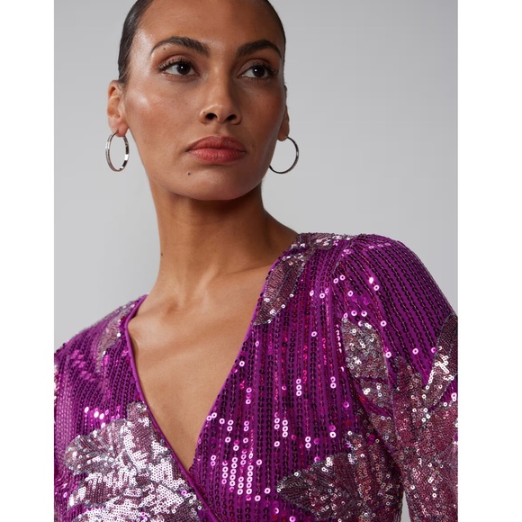 New York & company long sleeve sequin wrap dress size small - Picture 3 of 4
